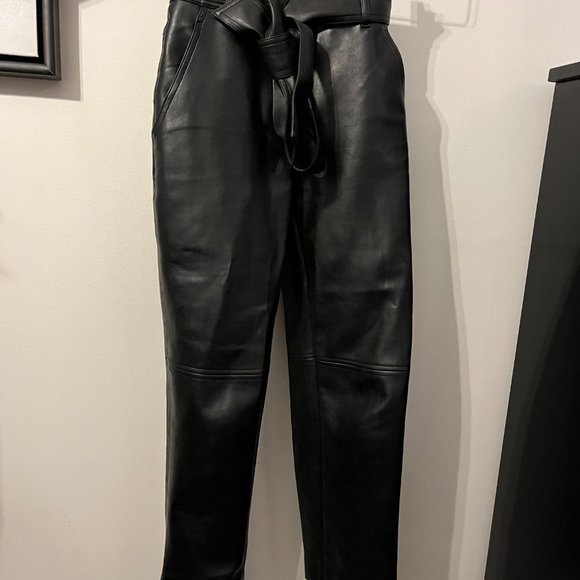 ARITZIA Tie-Front Vegan Leather Pants - Picture 2 of 3